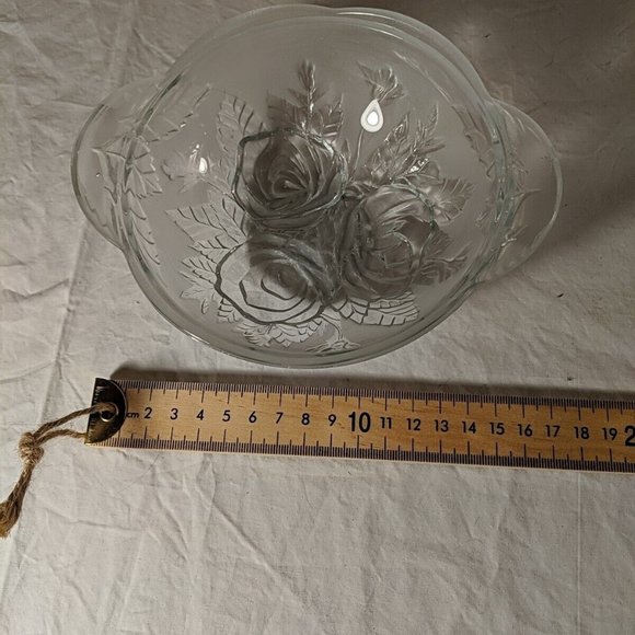 KIG Malaysia Frosted Rose Glass Bowl Serving Candy Dish Clear and frosted, 5" - Picture 8 of 9